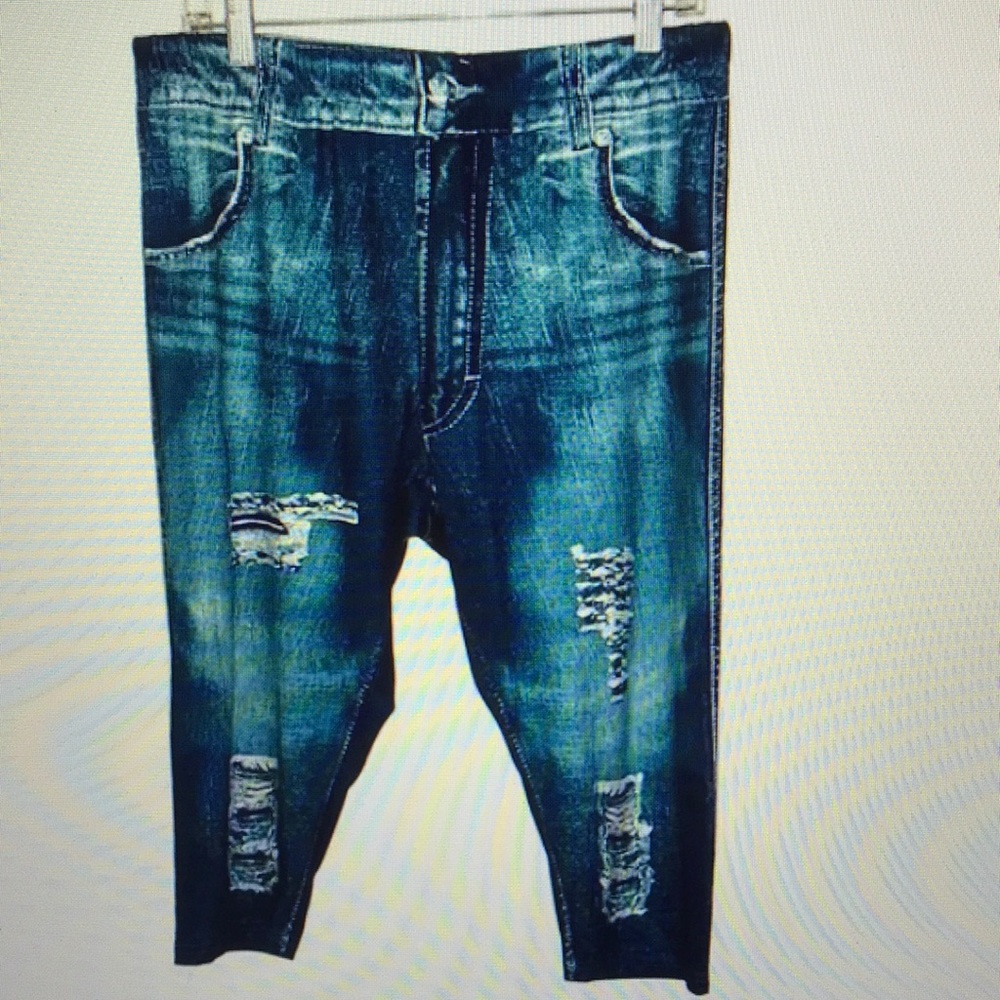 Emery Rose Capri leggings faux denim look 3XL